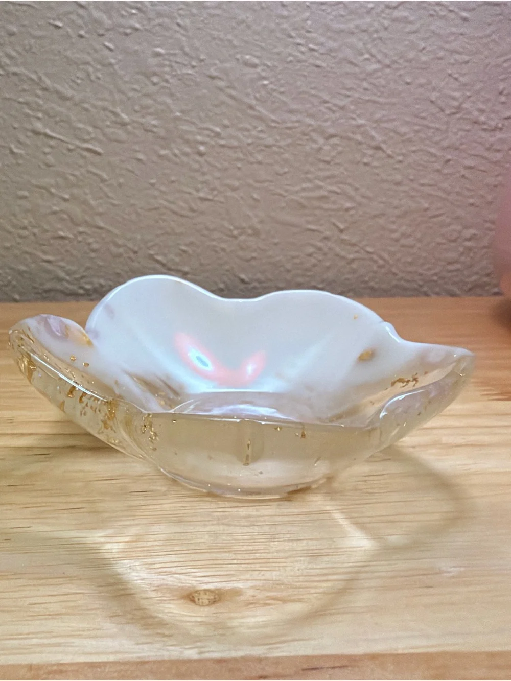 Handmade Floral Resin Trinket Dish Jewelry Holder with Gold Flakes